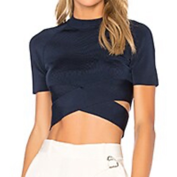 T by Alexander Wang Tops - Alexander Wang Criss Cross Crop Top in Navy